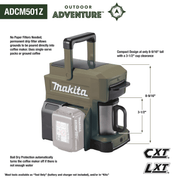 Makita (ADCM501Z) Outdoor Adventure® 18V LXT® Coffee Maker (Tool Only) - Pacific Power Tools