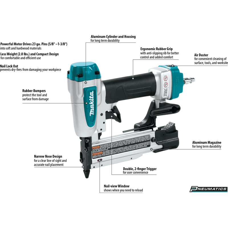 Makita (AF353) 1 - 3/8" Pin Nailer, 23 Gauge - Pacific Power Tools