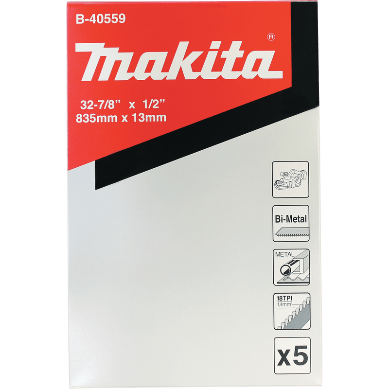 Makita (B - 40559) 32‑7/8" 18 TPI Bi‑Metal Compact Portable Band Saw Blade, 5 pk - Pacific Power Tools