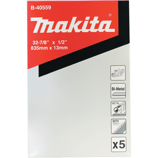 Makita (B - 40559) 32‑7/8" 18 TPI Bi‑Metal Compact Portable Band Saw Blade, 5 pk - Pacific Power Tools