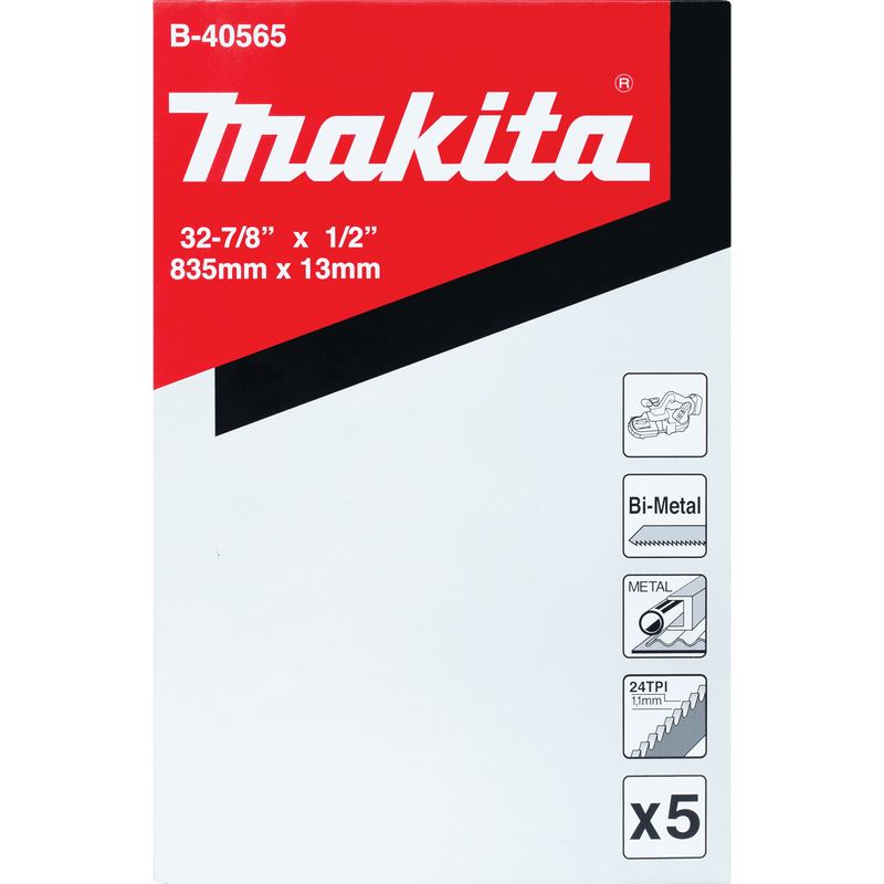 Makita (B - 40565) 32‑7/8" 24 TPI Bi‑Metal Compact Portable Band Saw Blade, 5 pk - Pacific Power Tools