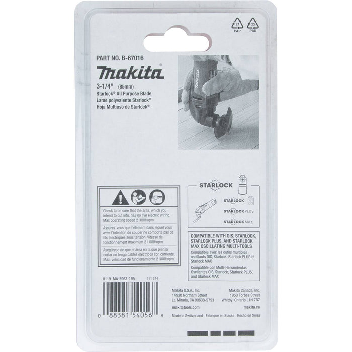 Makita (B - 67016) Starlock® Oscillating Multi - Tool 3 - 1/4" Bi - Metal Round Segmented Saw Blade - Pacific Power Tools