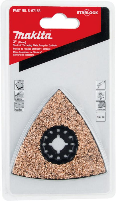 Makita (B - 67153) Starlock® Oscillating Multi - Tool 3" Tungsten Carbide Delta Triangle Sanding Pad, 20 Grit - Pacific Power Tools