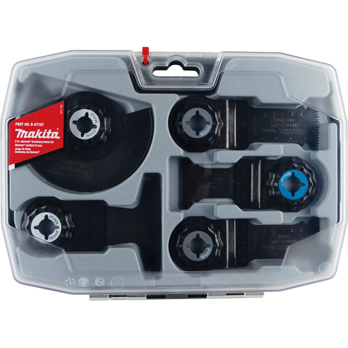 Makita (B - 67197) Starlock® Oscillating Multi - Tool 5 - Piece Accessory Cutting Blade Set with Case - Pacific Power Tools