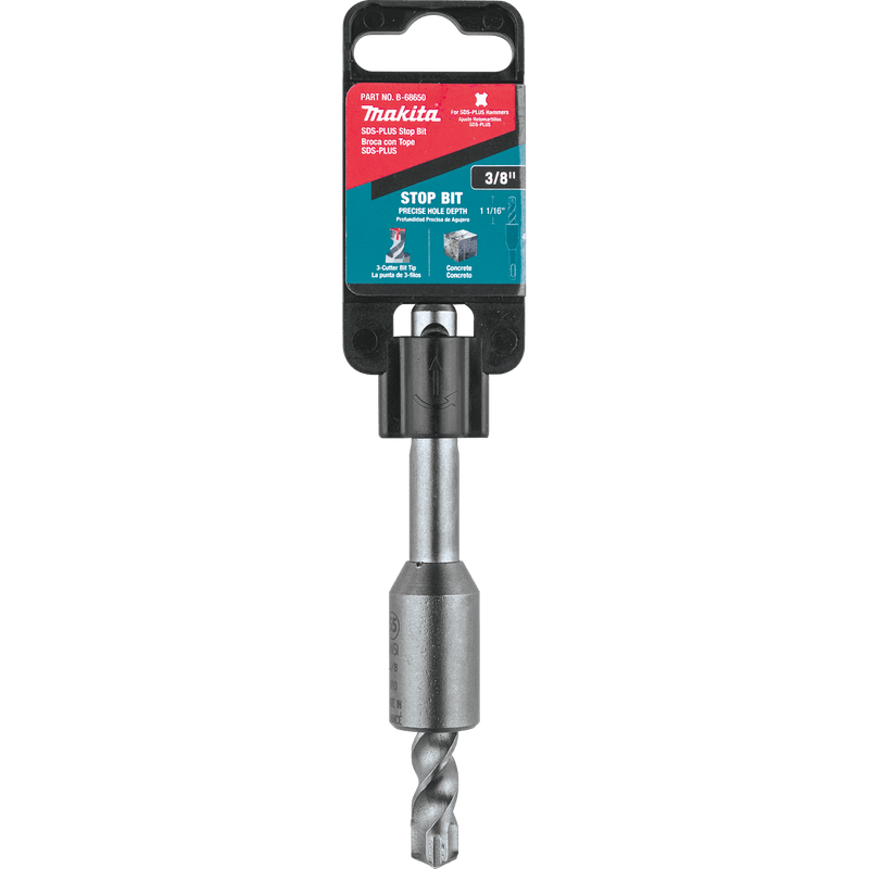 Makita (B - 68650) 3/8" x 1 - 1/16" x 4" SDS - PLUS Stop Bit, 3 - Cutter - Pacific Power Tools