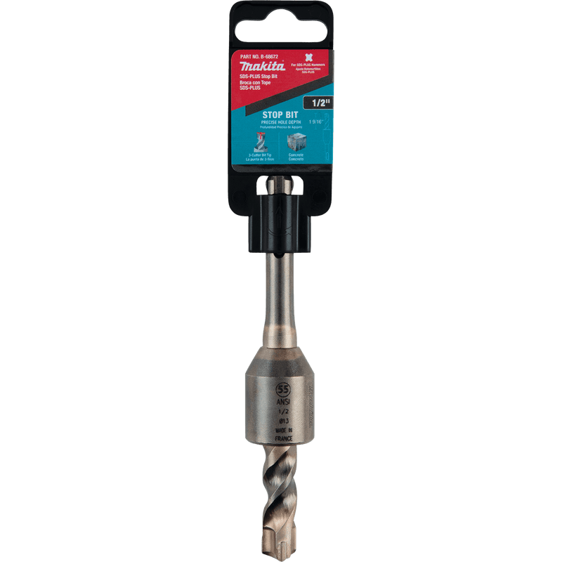 Makita (B - 68672) 1/2" x 1 - 9/16" x 5" SDS - PLUS Stop Bit, 3 - Cutter - Pacific Power Tools
