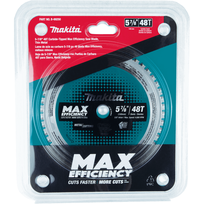 Makita (B - 69250) 5 - 7/8" 48T Carbide - Tipped Max Efficiency Saw Blade, Thin Metal - Pacific Power Tools