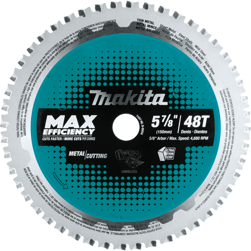 Makita (B - 69250) 5 - 7/8" 48T Carbide - Tipped Max Efficiency Saw Blade, Thin Metal - Pacific Power Tools