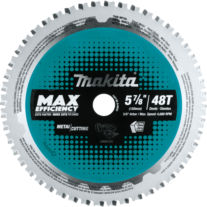 Makita (B - 69250) 5 - 7/8" 48T Carbide - Tipped Max Efficiency Saw Blade, Thin Metal - Pacific Power Tools