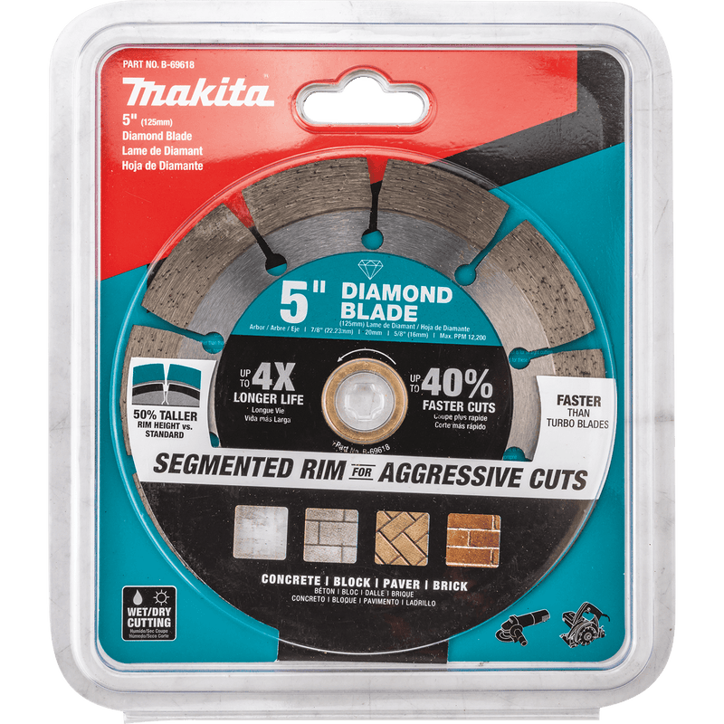 Makita 5-inch Diamond Blade, Segmented, General Purpose for concrete, block, brick and pavers (B-69618)