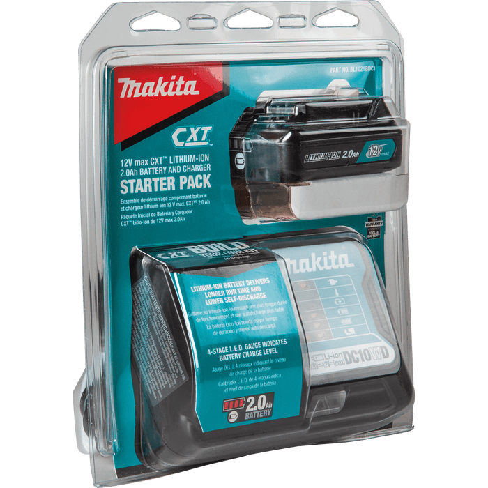 Makita (BL1021BDC1) 12V max CXT® Lithium - Ion Battery and Charger Starter Pack, BL1021B, DC10WD (2.0Ah) - Pacific Power Tools