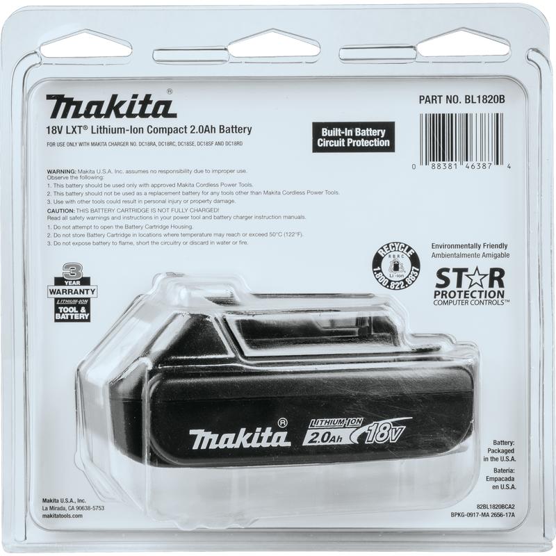 Makita (BL1820B) 18V LXT® Lithium - Ion Compact 2.0Ah Battery - Pacific Power Tools