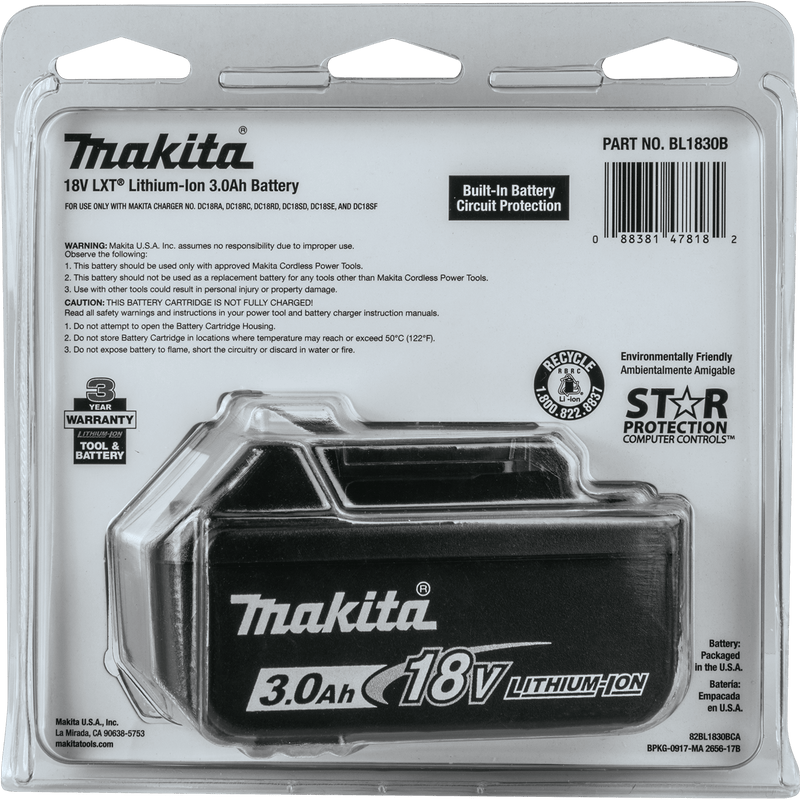Makita (BL1830B) 18V LXT® Lithium - Ion 3.0Ah Battery - Pacific Power Tools
