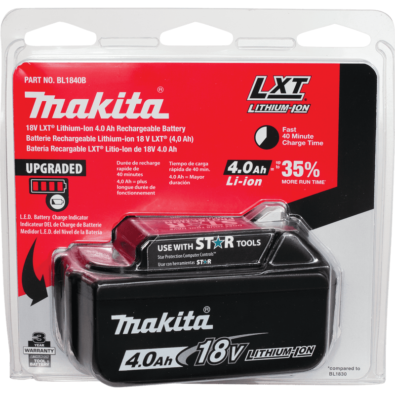 Makita (BL1840B) 18V LXT® Lithium - Ion 4.0Ah Battery - Pacific Power Tools