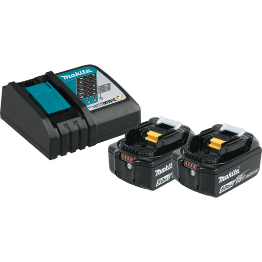 Makita (BL1850BDC2X1) 18V LXT® Battery and Rapid Optimum Charger Starter Pack, 2ea. BL1850B, DC18RC, (5.0Ah) - Pacific Power Tools