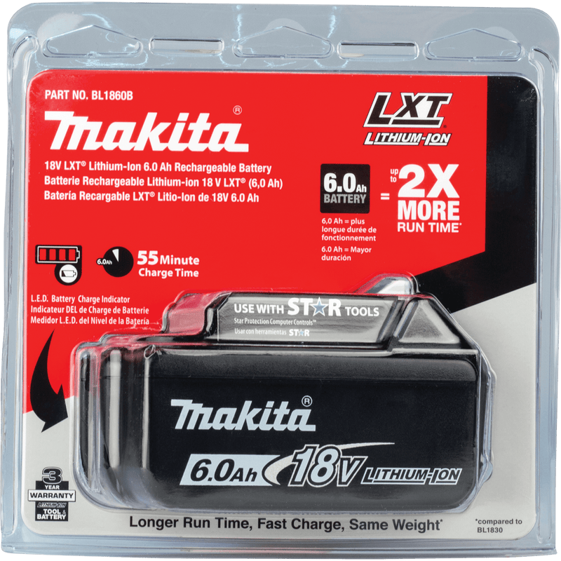 Makita (BL1860B) 18V LXT® Lithium - Ion 6.0Ah Battery - Pacific Power Tools