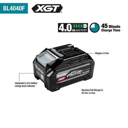 Makita (BL4040F) 40V max XGT® 4.0Ah High Power Battery - Pacific Power Tools