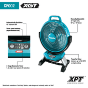 Makita (CF002GZ) 40V max XGT® Cordless/Corded 13" Fan (Tool Only) - Pacific Power Tools