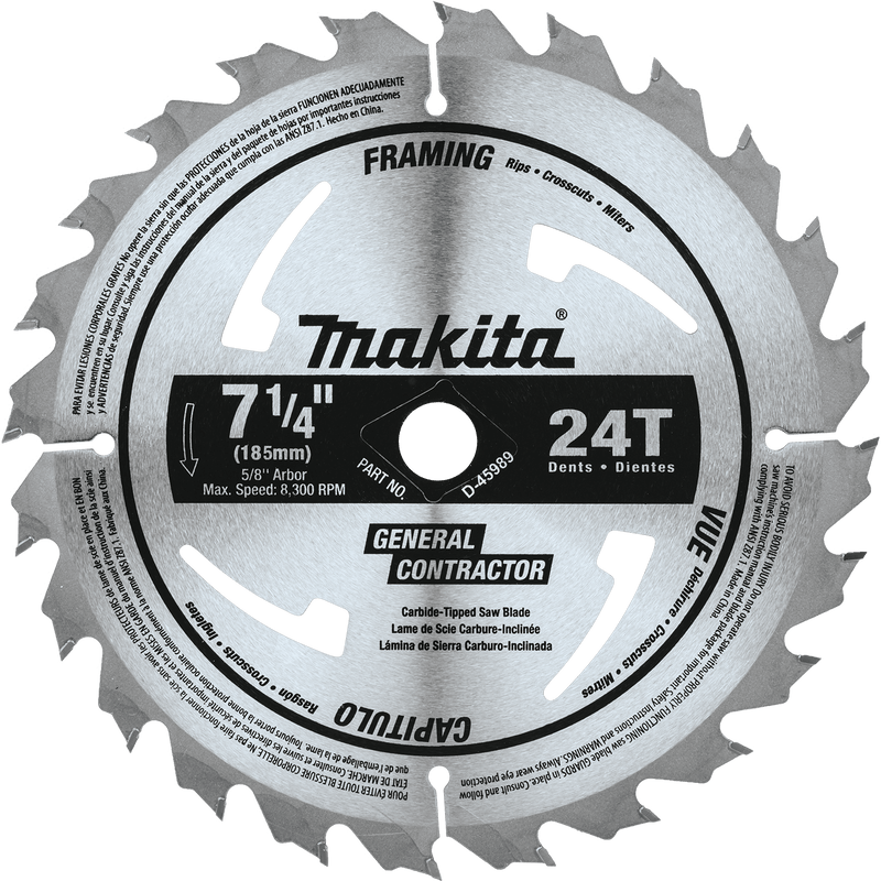 Makita (D - 45989) 7 - 1/4" 24T Carbide - Tipped Circular Saw Blade - Pacific Power Tools