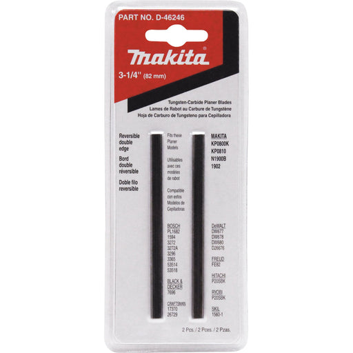 Makita (D - 46246) 3 - 1/4" Planer Blade, Double Edged Tungsten - Carbide, 2/pk - Pacific Power Tools