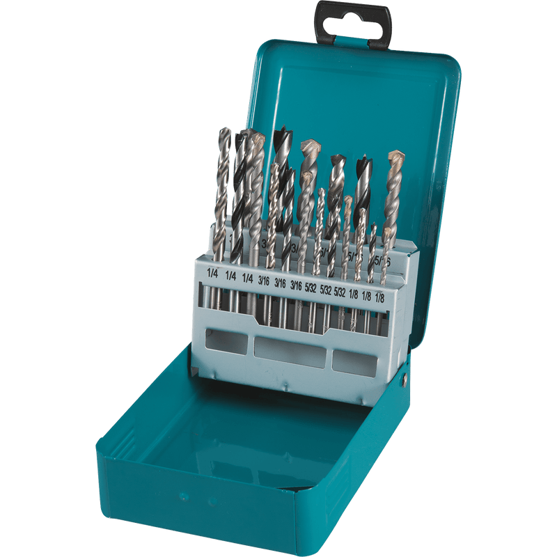Makita (D - 59178) 18 Pc. Assorted Drill Bit Set, Metal, Wood, Masonry, Straight Shank - Pacific Power Tools