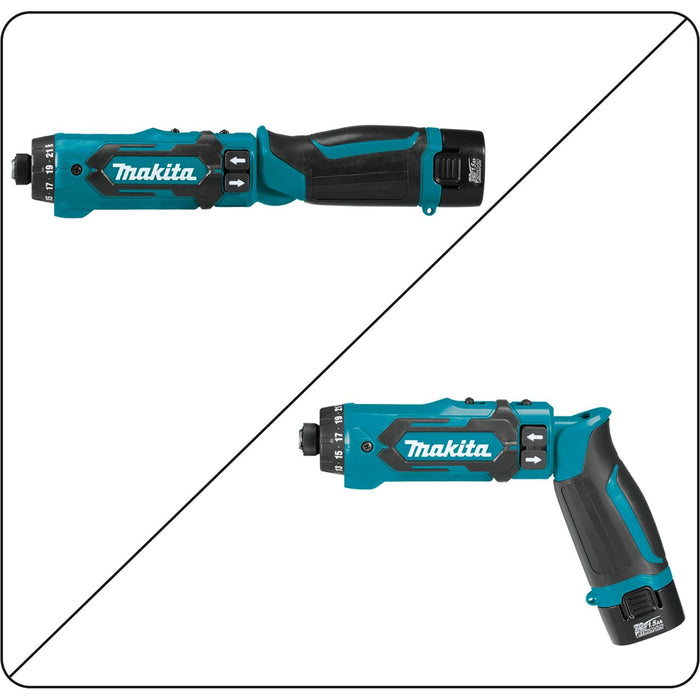 Makita (DF012DSE - R) 7.2V Lithium - Ion Cordless 1/4" Hex Driver - Drill Kit, Auto - Stop Clutch, case (Factory Reconditioned) - Pacific Power Tools