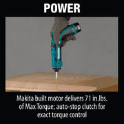 Makita (DF012DSE - R) 7.2V Lithium - Ion Cordless 1/4" Hex Driver - Drill Kit, Auto - Stop Clutch, case (Factory Reconditioned) - Pacific Power Tools