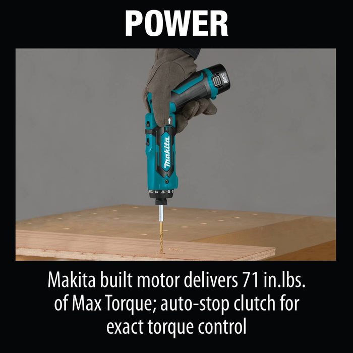 Makita (DF012DSE - R) 7.2V Lithium - Ion Cordless 1/4" Hex Driver - Drill Kit, Auto - Stop Clutch, case (Factory Reconditioned) - Pacific Power Tools
