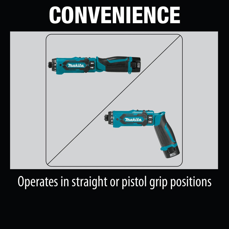 Makita (DF012DSE - R) 7.2V Lithium - Ion Cordless 1/4" Hex Driver - Drill Kit, Auto - Stop Clutch, case (Factory Reconditioned) - Pacific Power Tools