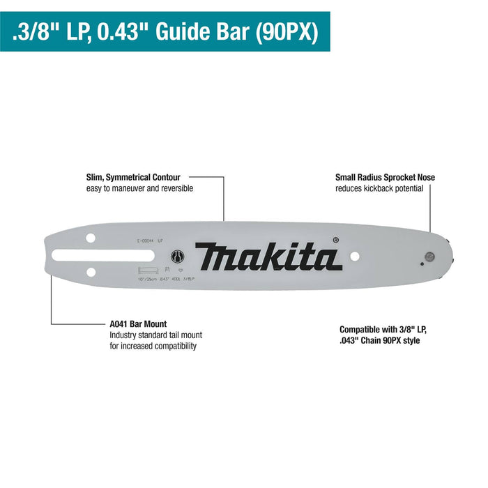 Makita (E - 00044) 10" Guide Bar, 3/8" LP, .043", 40, A041 - Pacific Power Tools