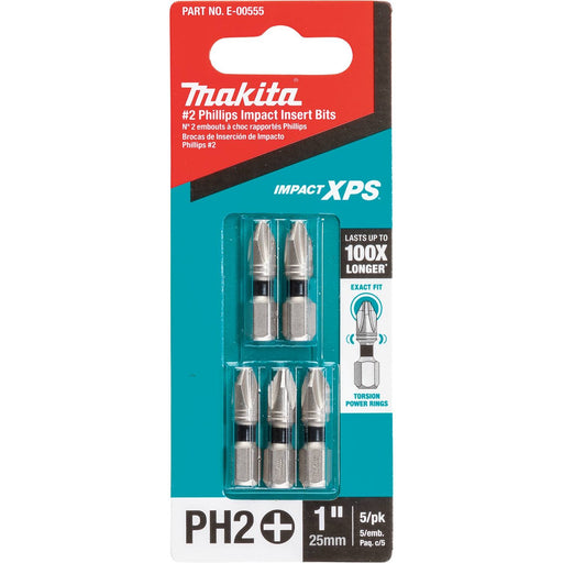 Makita (E - 00555) Impact XPS® 2 Phillips 1" Insert Bit, 5/pk - Pacific Power Tools