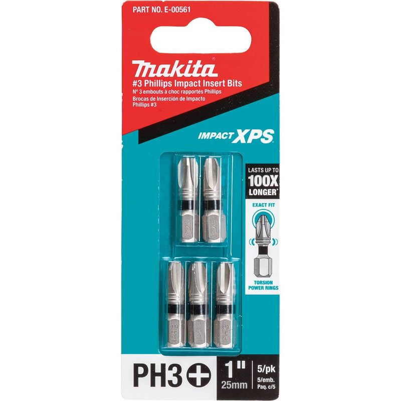 Makita (E - 00561) Impact XPS® 3 Phillips 1" Insert Bit, 5/pk - Pacific Power Tools