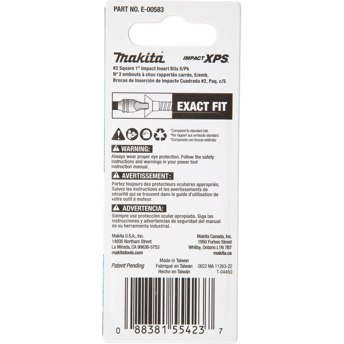 Makita (E - 00583) Impact XPS® 2 Square 1" Insert Bit, 5/pk - Pacific Power Tools