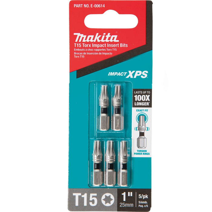 Makita (E - 00614) Impact XPS® T15 Torx 1" Insert Bit, 5/pk - Pacific Power Tools