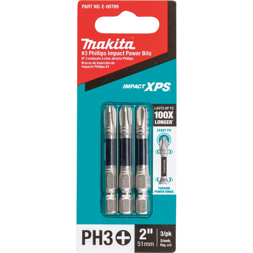 Makita (E - 00789) Impact XPS® 3 Phillips 2" Power Bit, 3/pk - Pacific Power Tools