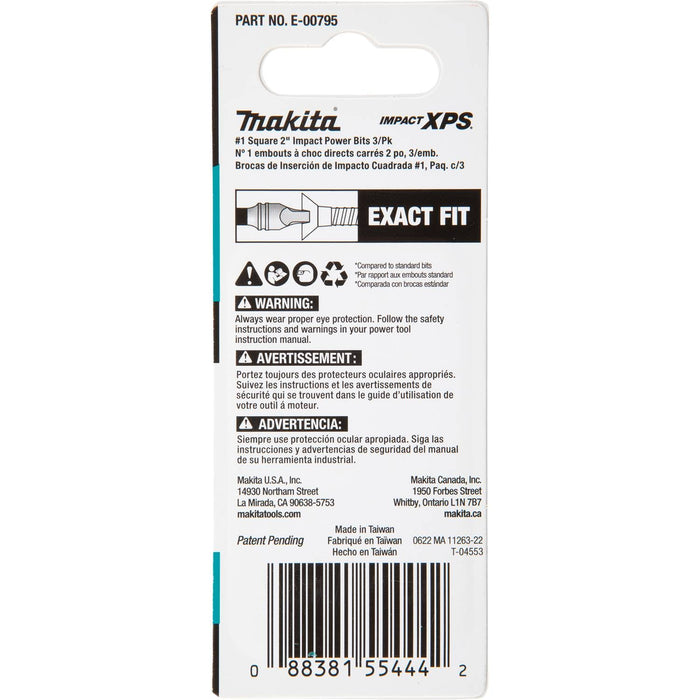 Makita (E - 00795) Impact XPS® 1 Square 2" Power Bit, 3/pk - Pacific Power Tools