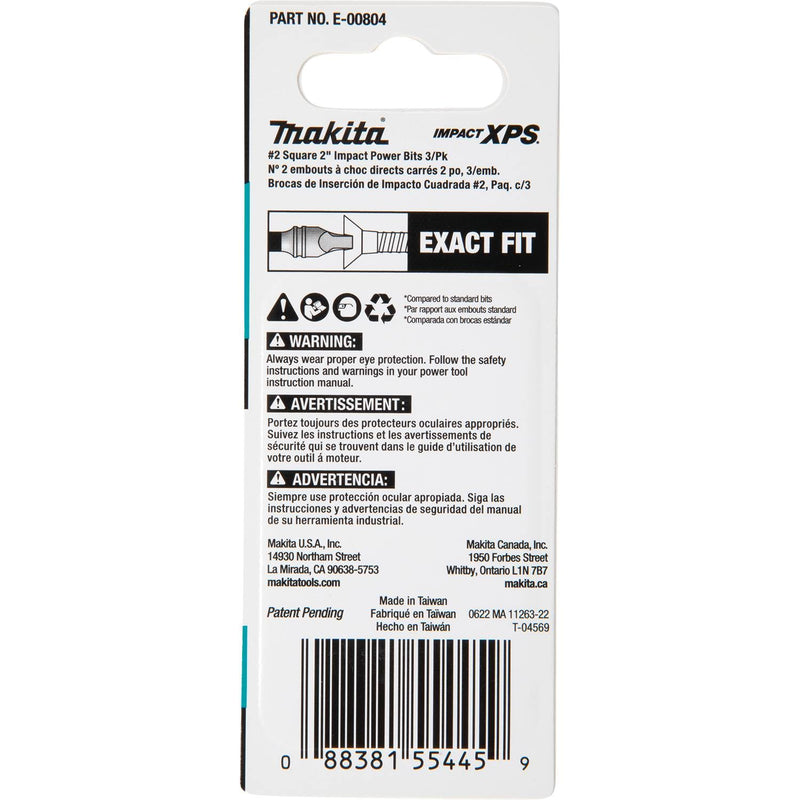 Makita (E - 00804) Impact XPS® 2 Square 2" Power Bit, 3/pk - Pacific Power Tools