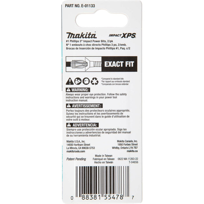 Makita (E - 01133) Impact XPS® 1 Phillips 3" Power Bit, 2/pk - Pacific Power Tools