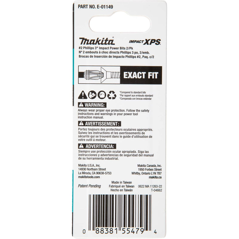 Makita (E - 01149) Impact XPS® 2 Phillips 3" Power Bit, 2/pk - Pacific Power Tools