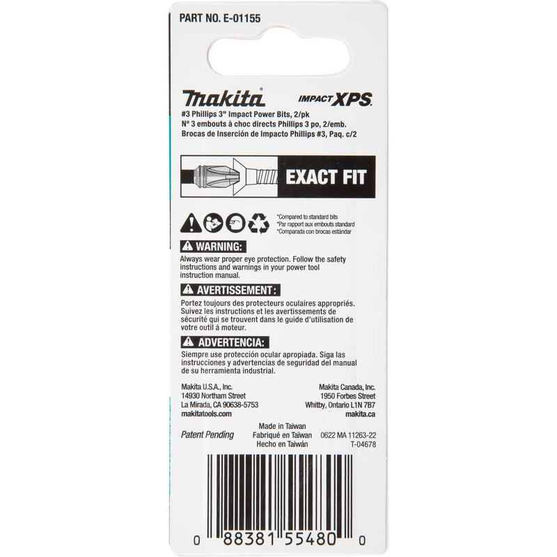 Makita (E - 01155) Impact XPS® 3 Phillips 3" Power Bit, 2/pk - Pacific Power Tools