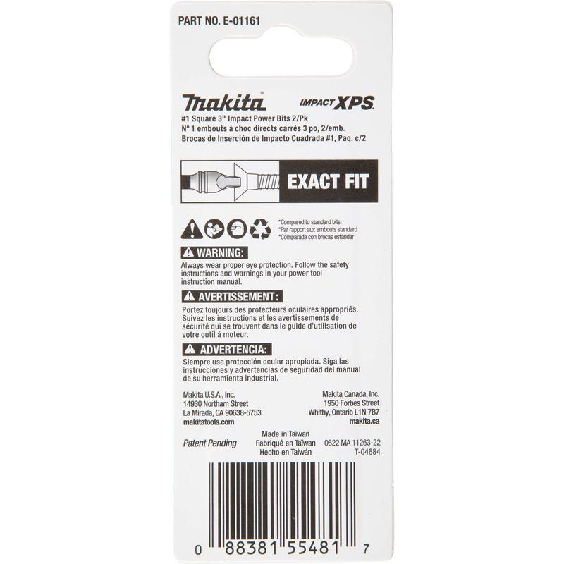Makita (E - 01161) Impact XPS® 1 Square 3" Power Bit, 2/pk - Pacific Power Tools