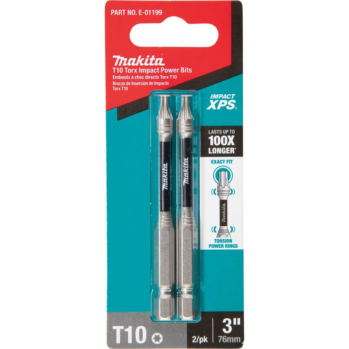 Makita (E - 01199) Impact XPS® T10 Torx 3" Power Bit, 2/pk - Pacific Power Tools