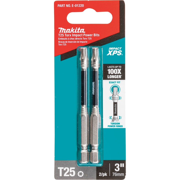 Makita (E - 01220) Impact XPS® T25 Torx 3" Power Bit, 2/pk - Pacific Power Tools