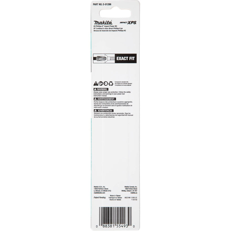 Makita (E - 01286) Impact XPS® 2 Phillips 6" Power Bit - Pacific Power Tools