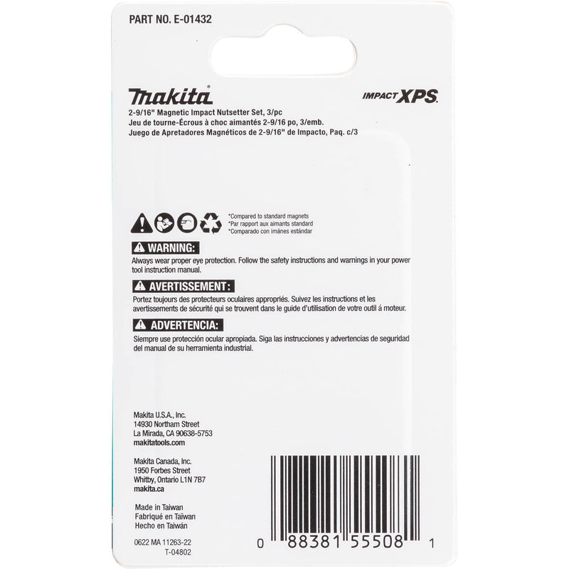 Makita (E - 01432) Impact XPS® 3 Pc. 2 - 9/16" Magnetic Nutsetter Set - Pacific Power Tools