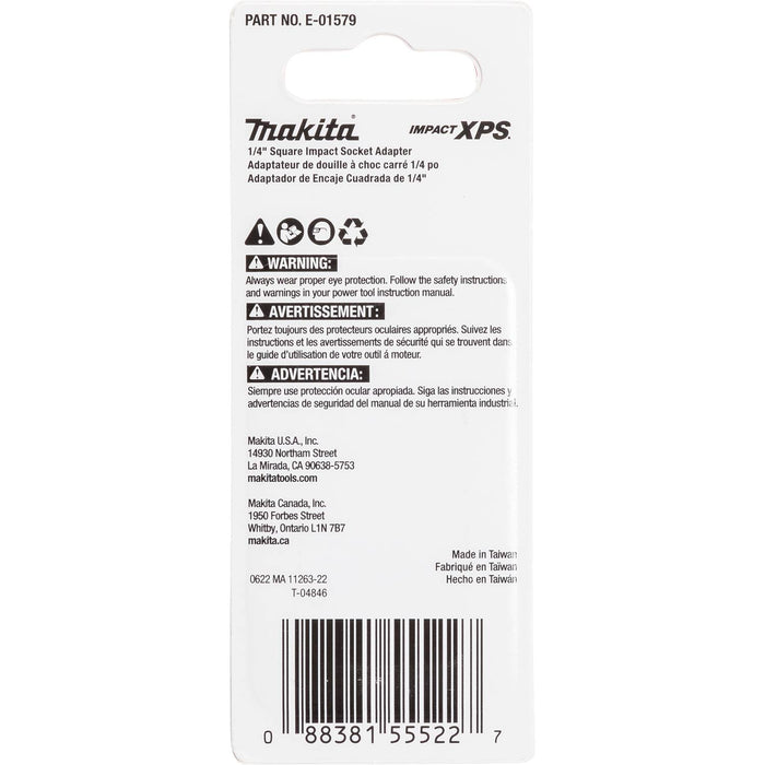 Makita (E - 01579) Impact XPS® 1/4" Square 2" Socket Adapter - Pacific Power Tools