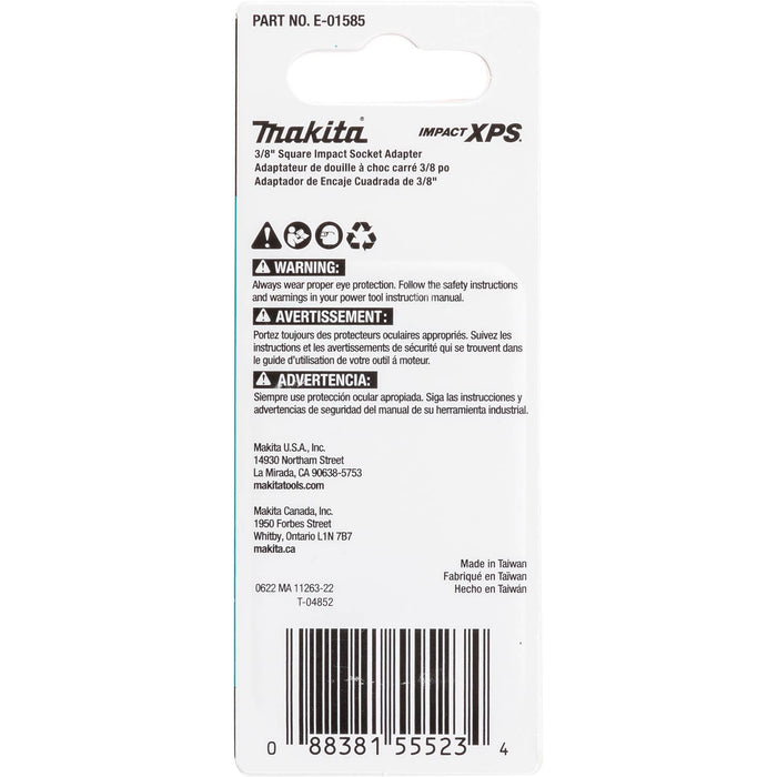 Makita (E - 01585) Impact XPS® 3/8" Square 2" Socket Adapter - Pacific Power Tools