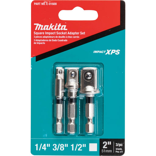 Makita (E - 01600) Impact XPS® 3 Pc. Square 2" Socket Adapter Set, 1/4", 3/8" and 1/2" - Pacific Power Tools