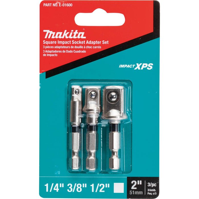 Makita (E - 01600) Impact XPS® 3 Pc. Square 2" Socket Adapter Set, 1/4", 3/8" and 1/2" - Pacific Power Tools