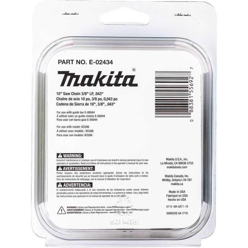 Makita (E - 02434) 10" Saw Chain, 3/8" LP, .043", 40, Low Kickback - Pacific Power Tools